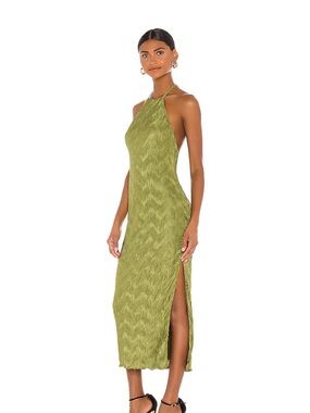 House of Harlow 1960 Olive Green Backless Halter Midi Dress